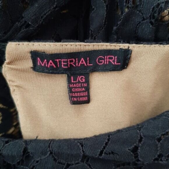 MATERIAL GIRL Fit & Flare Black Lace Ruffle Mini Dress Junior Girl Sz L - Picture 15 of 16